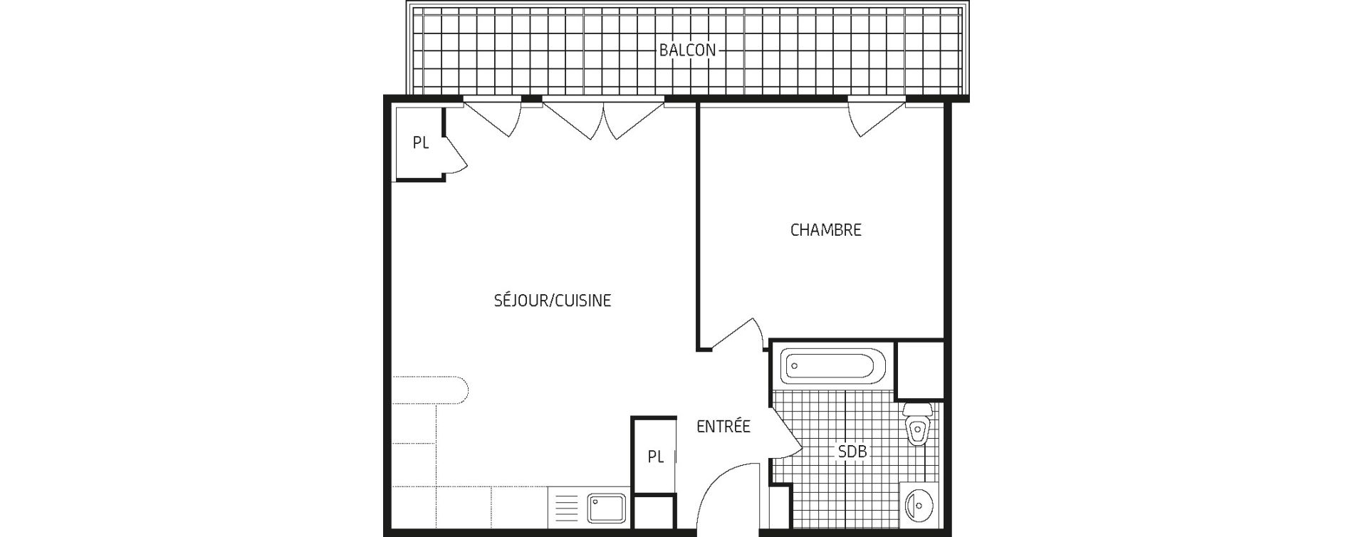 Appartement T2 de 42,92 m2 &agrave; Montbazon Centre
