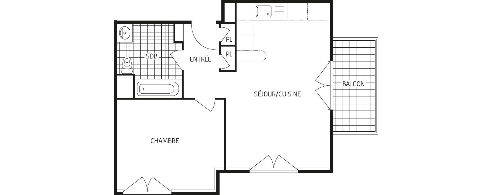 Appartement T2 de 40,78 m2 &agrave; Montbazon Centre
