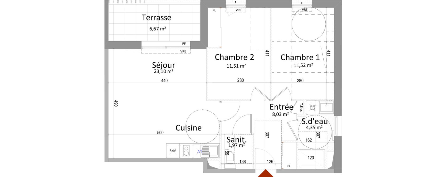 Appartement T3 de 60,48 m2 &agrave; Montbazon Centre