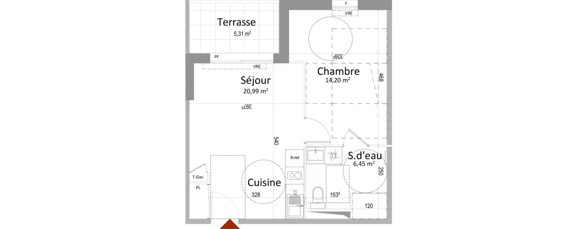 Appartement T2 de 41,64 m2 &agrave; Montbazon Centre