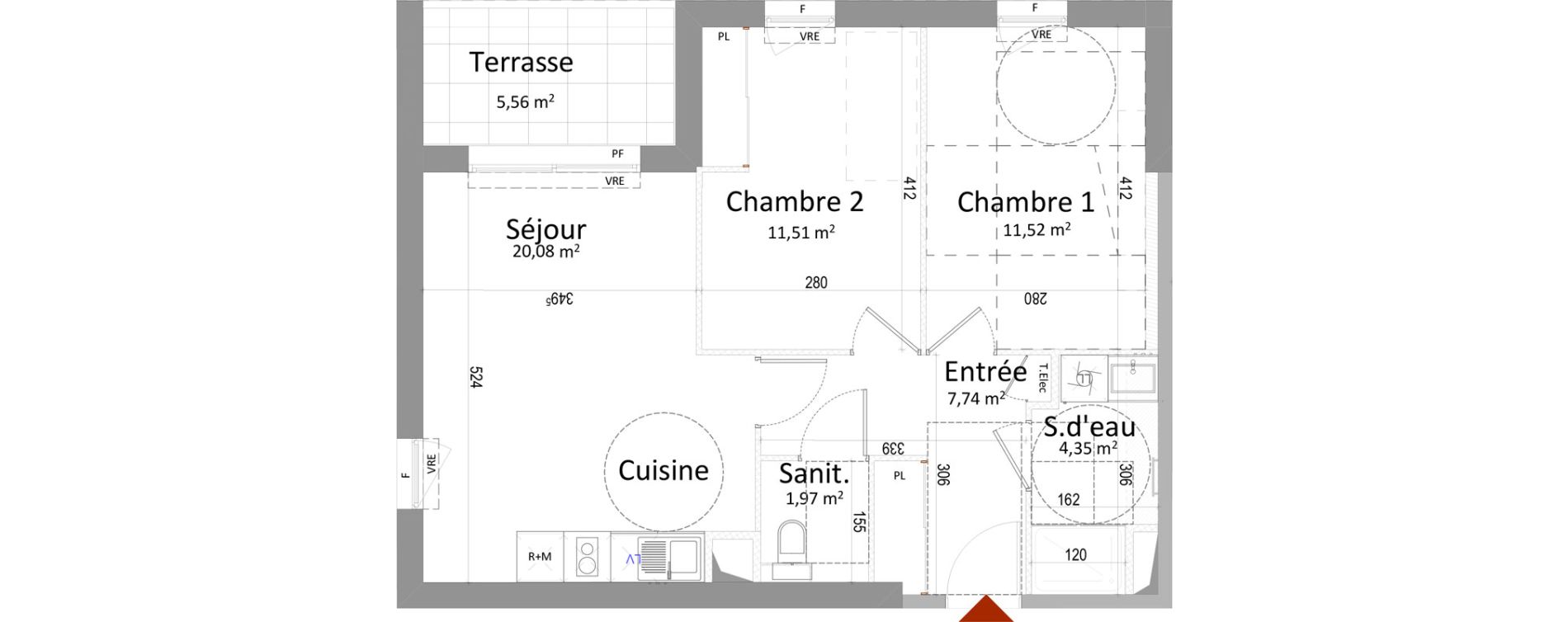 Appartement T3 de 57,17 m2 &agrave; Montbazon Centre