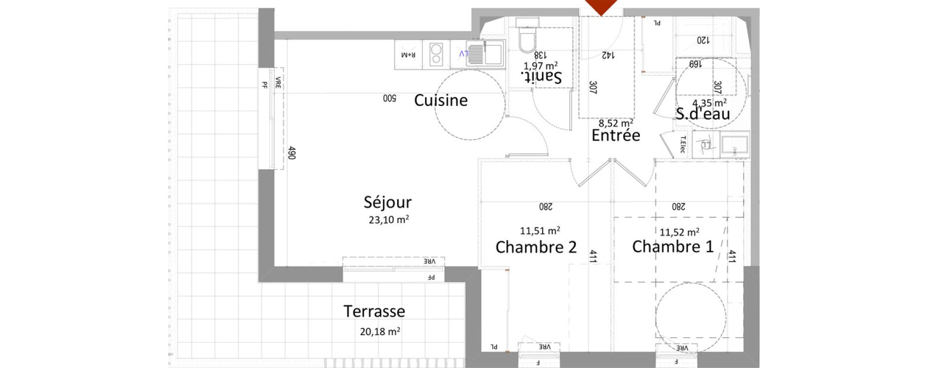 Appartement T3 de 60,97 m2 &agrave; Montbazon Centre