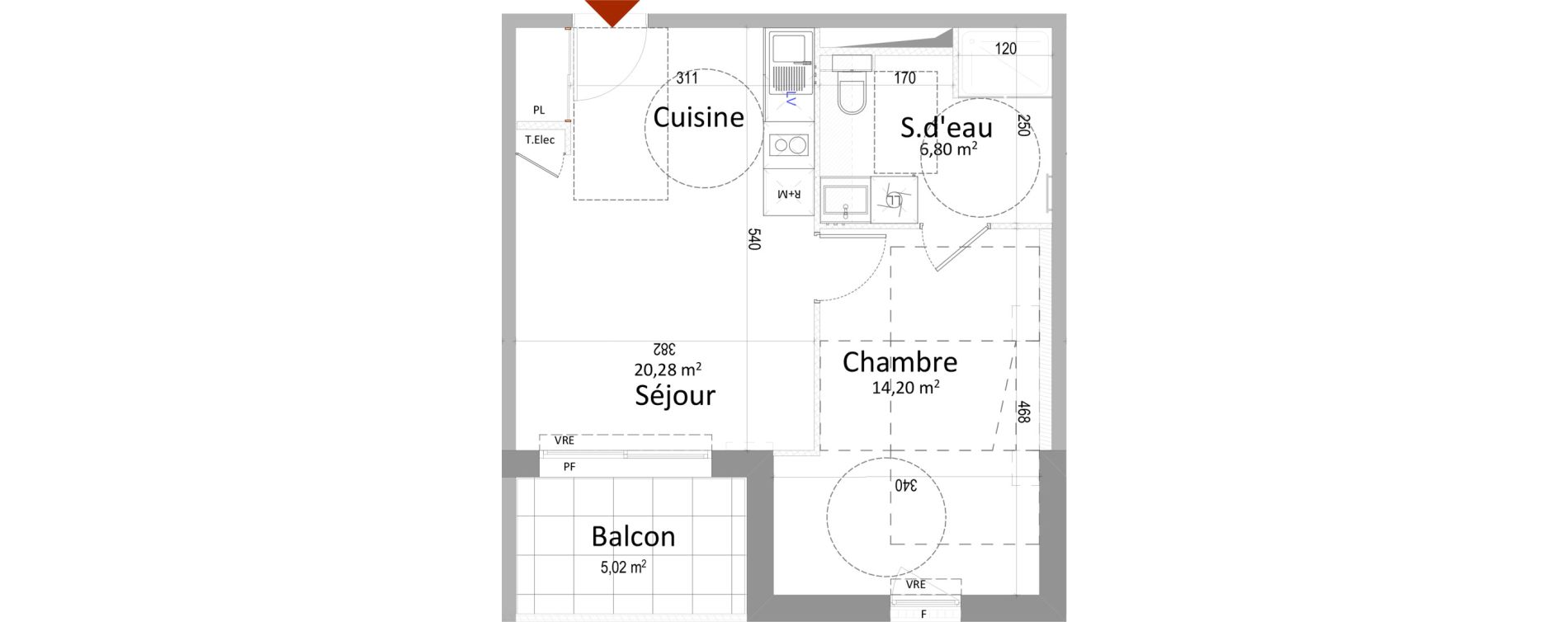 Appartement T2 de 41,28 m2 &agrave; Montbazon Centre