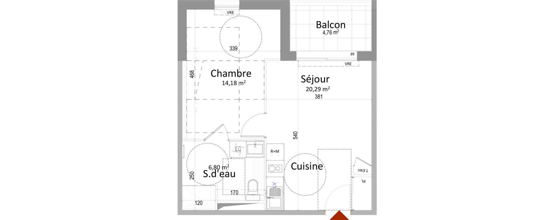 Appartement T2 de 41,27 m2 &agrave; Montbazon Centre