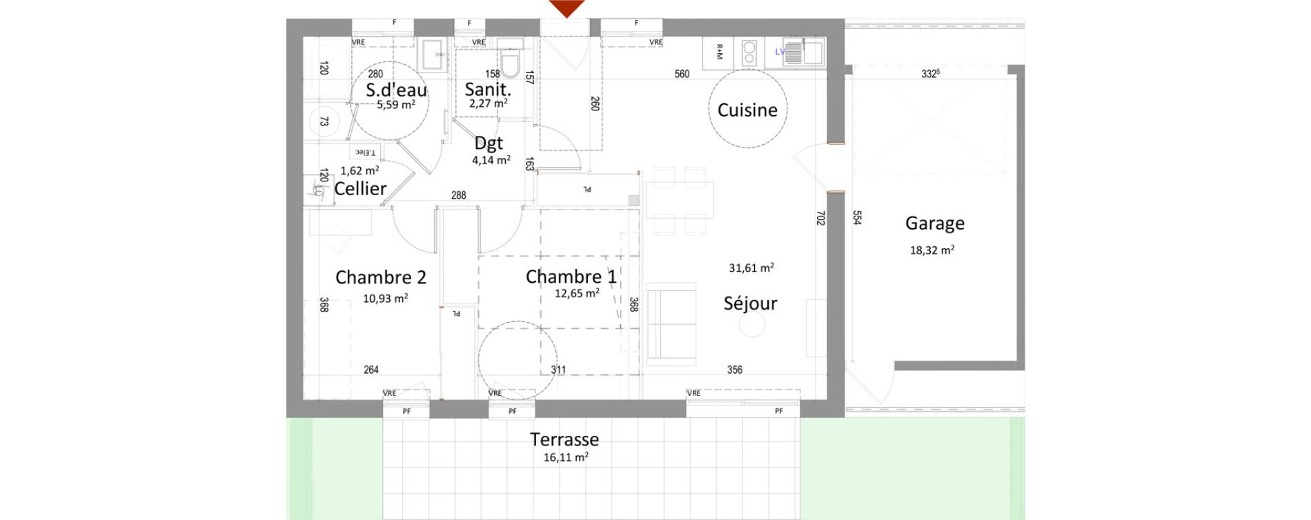 Maison T3 de 68,81 m2 &agrave; Montbazon Centre