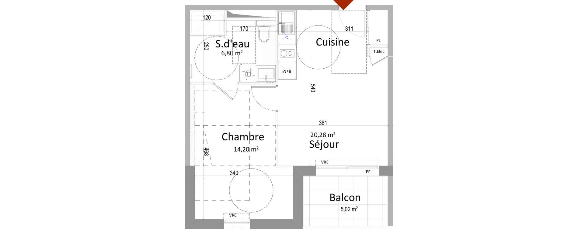 Appartement T2 de 41,28 m2 &agrave; Montbazon Centre