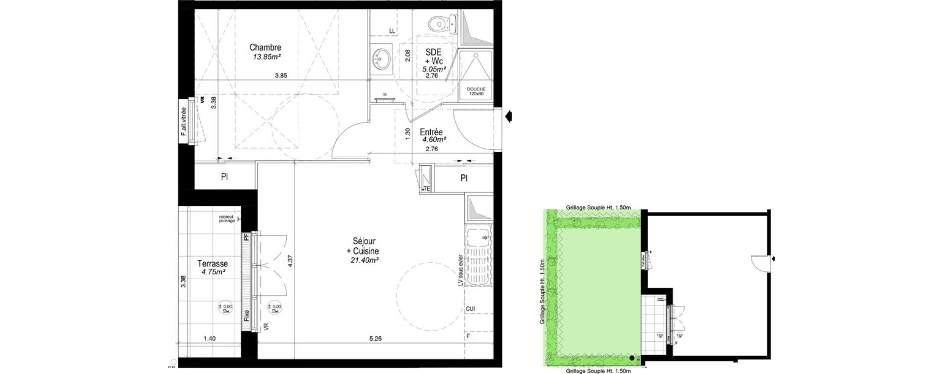 Appartement T2 de 44,90 m2 &agrave; Notre-Dame-D'O&eacute; Centre