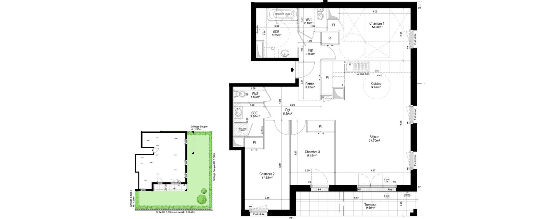 Appartement T4 de 90,00 m2 &agrave; Notre-Dame-D'O&eacute; Centre