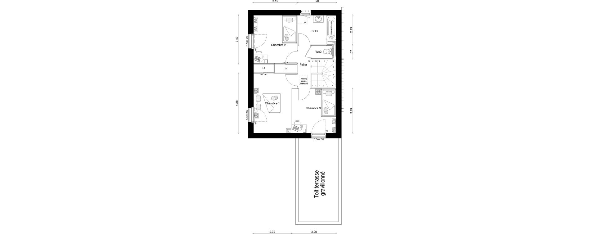 Maison T4 de 85,45 m2 &agrave; Notre-Dame-D'O&eacute; Centre