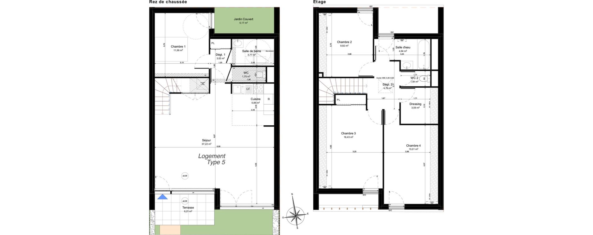 Maison T5 de 117,44 m2 &agrave; Notre-Dame-D'O&eacute; Centre