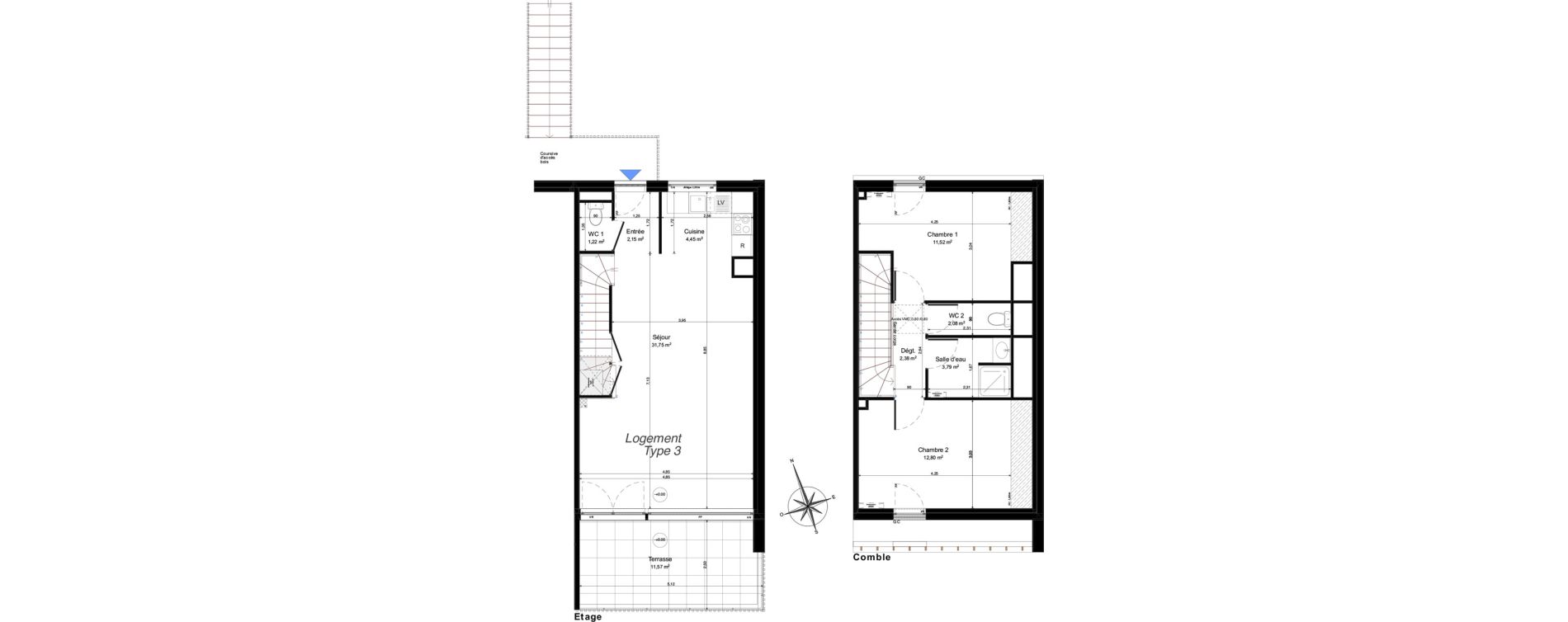 Maison T3 de 72,14 m2 &agrave; Notre-Dame-D'O&eacute; Centre