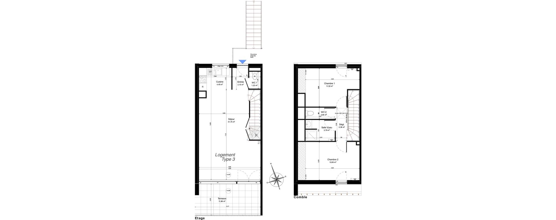 Maison T3 de 72,14 m2 &agrave; Notre-Dame-D'O&eacute; Centre