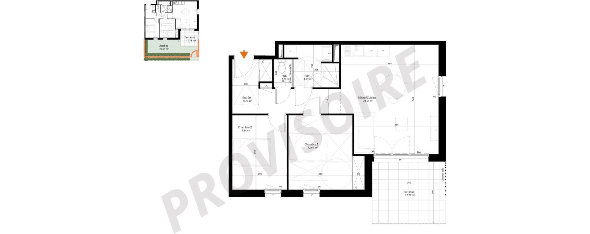 Appartement T3 de 62,76 m2 &agrave; Par&ccedil;ay-Meslay Centre