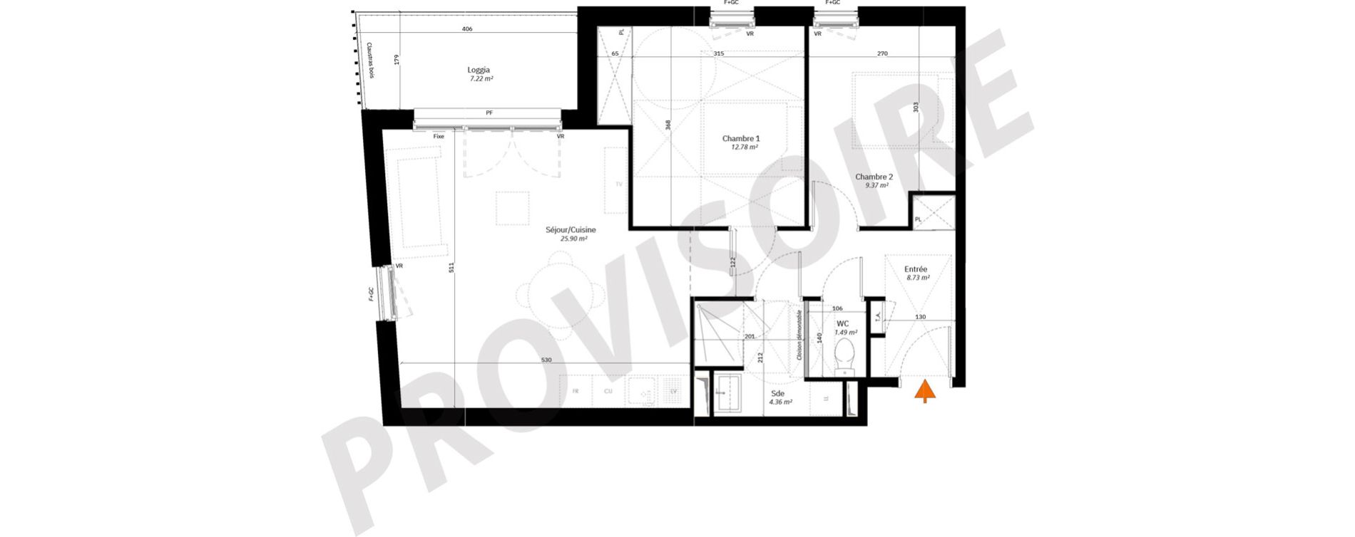 Appartement T3 de 62,63 m2 &agrave; Par&ccedil;ay-Meslay Centre