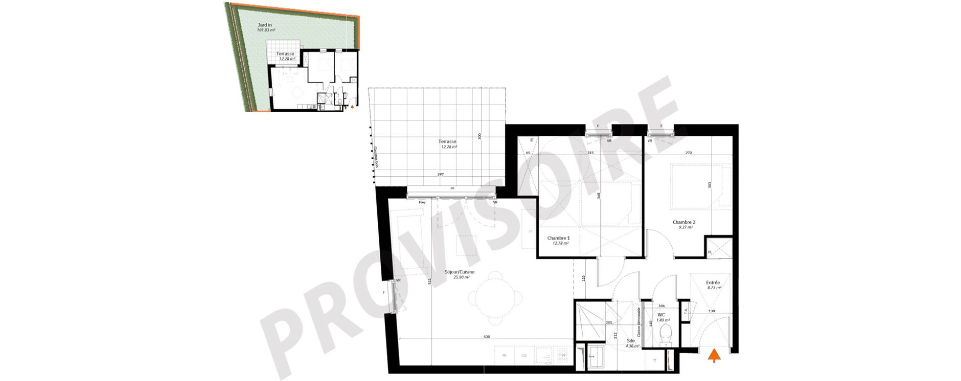 Appartement T3 de 62,63 m2 &agrave; Par&ccedil;ay-Meslay Centre