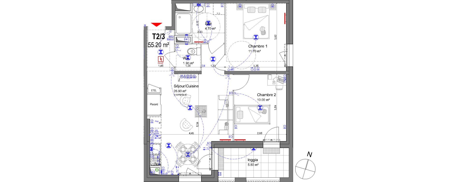 Appartement T2 de 55,20 m2 &agrave; Saint-Avertin Centre