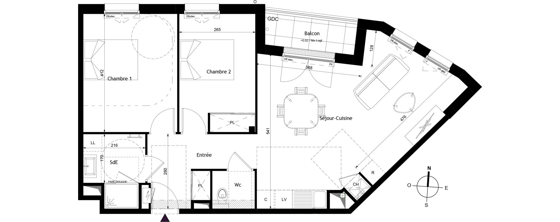Appartement T3 de 68,10 m2 &agrave; Saint-Avertin Centre - le lac - grand cour