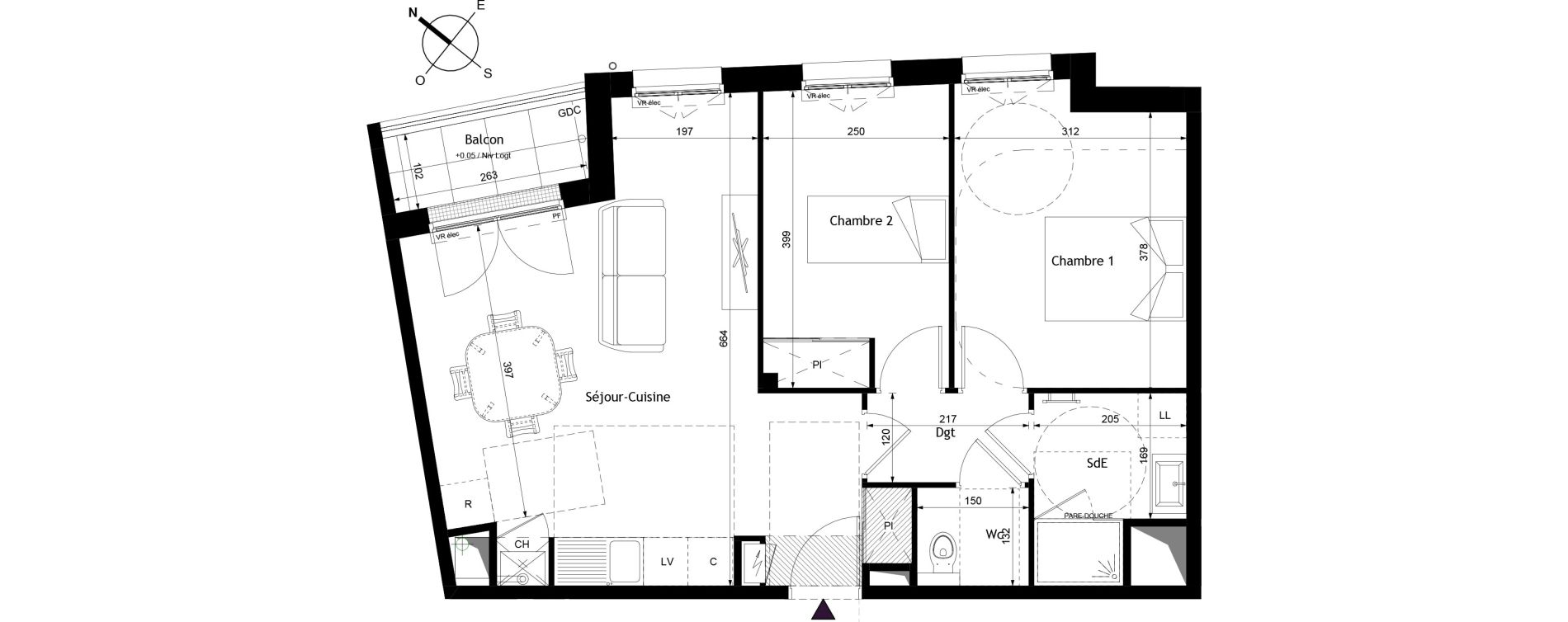 Appartement T3 de 60,10 m2 &agrave; Saint-Avertin Centre - le lac - grand cour