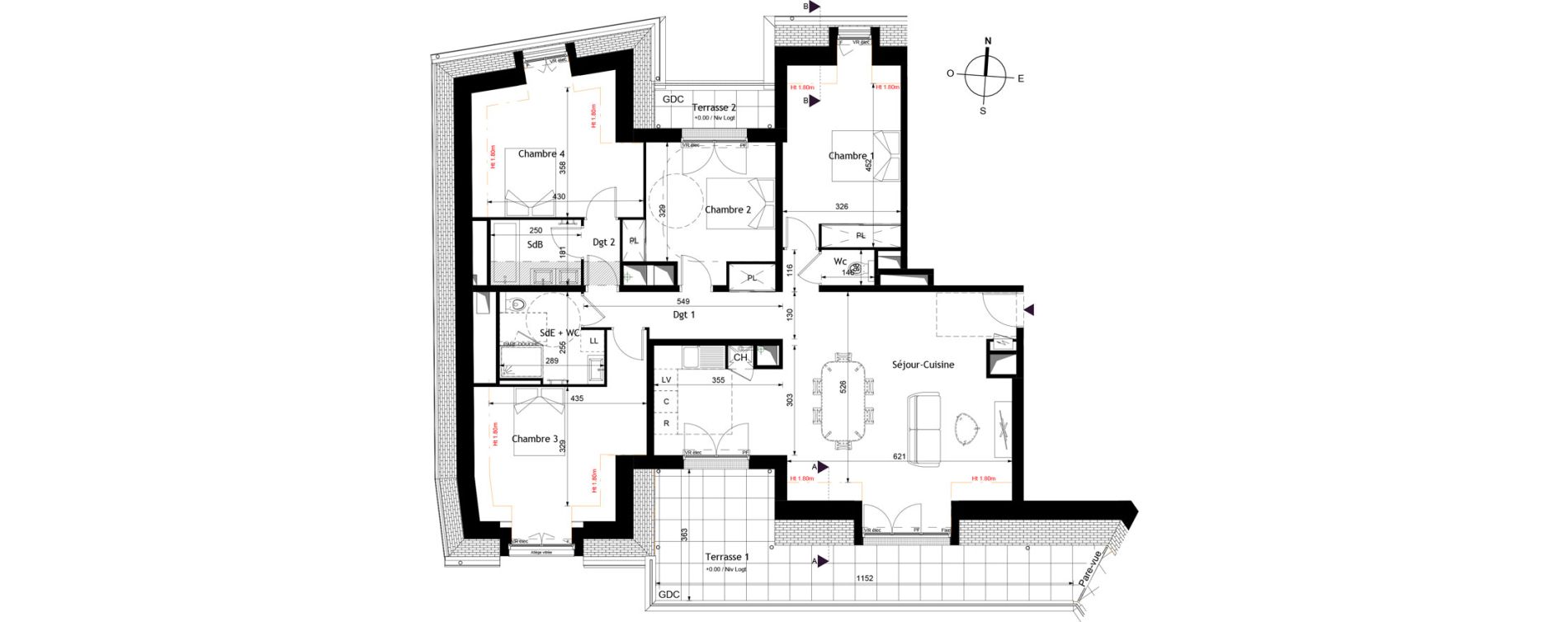 Appartement T5 de 128,20 m2 &agrave; Saint-Avertin Centre - le lac - grand cour