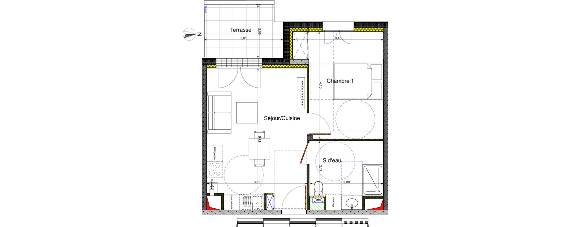 Appartement T2 de 39,21 m2 &agrave; Saint-Cyr-Sur-Loire Central parc