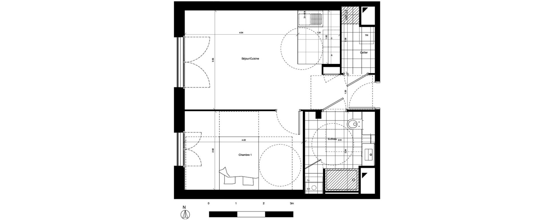 Appartement T2 de 41,50 m2 &agrave; Saint-Cyr-Sur-Loire Central parc