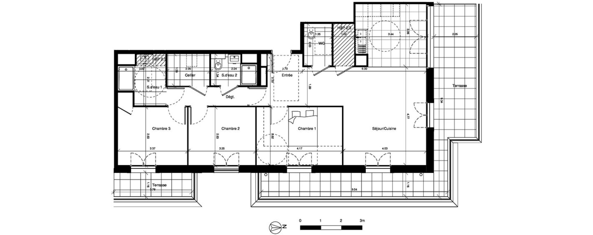 Appartement T4 de 86,04 m2 &agrave; Saint-Cyr-Sur-Loire Central parc