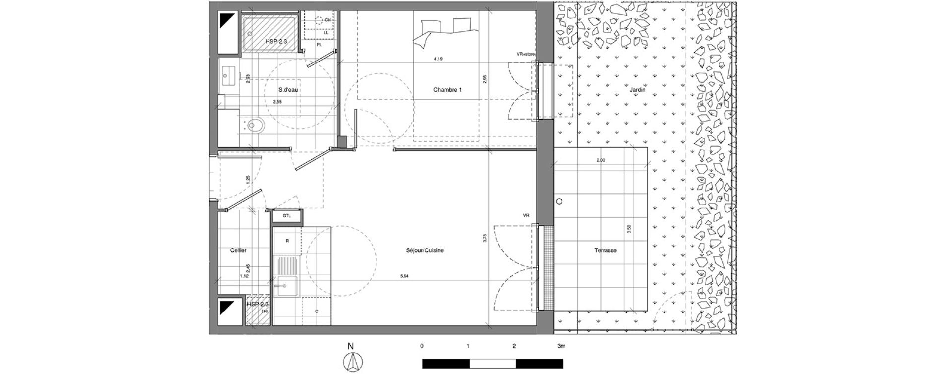 Appartement T2 de 43,42 m2 &agrave; Saint-Cyr-Sur-Loire Central parc