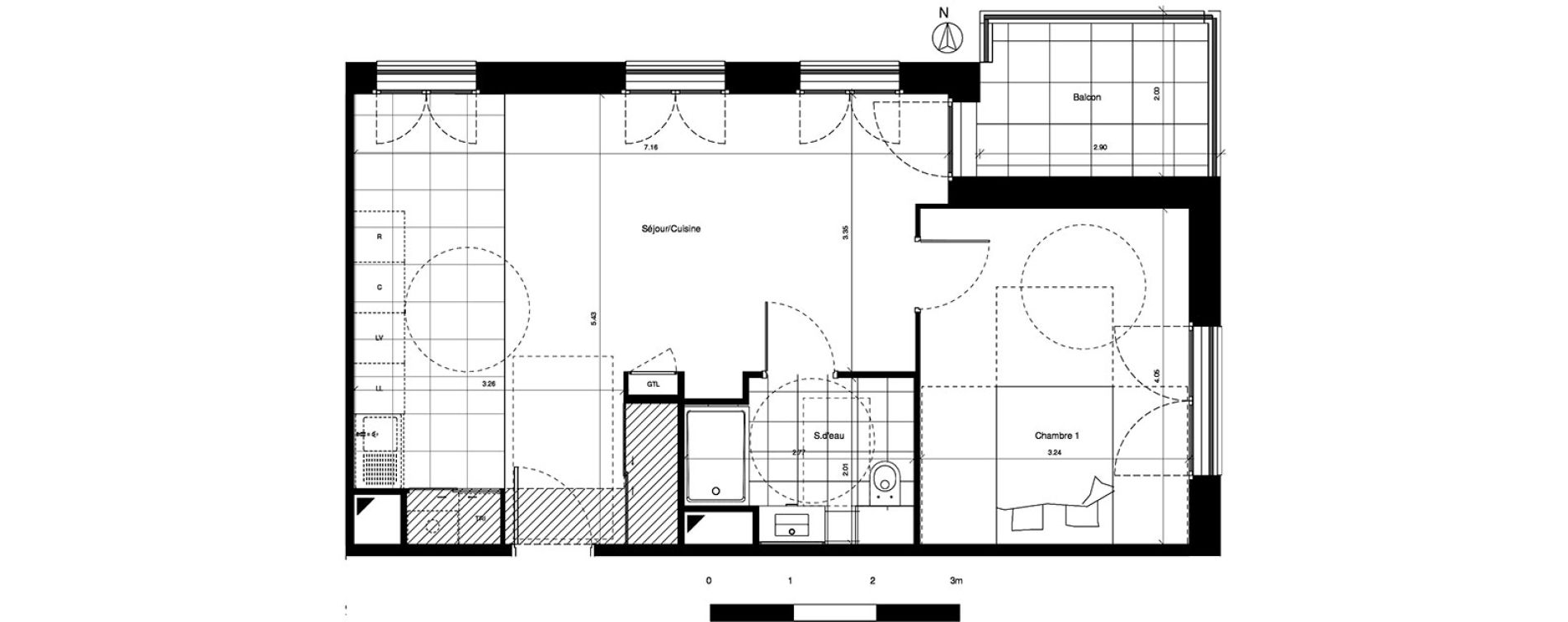 Appartement T2 de 48,53 m2 &agrave; Saint-Cyr-Sur-Loire Central parc