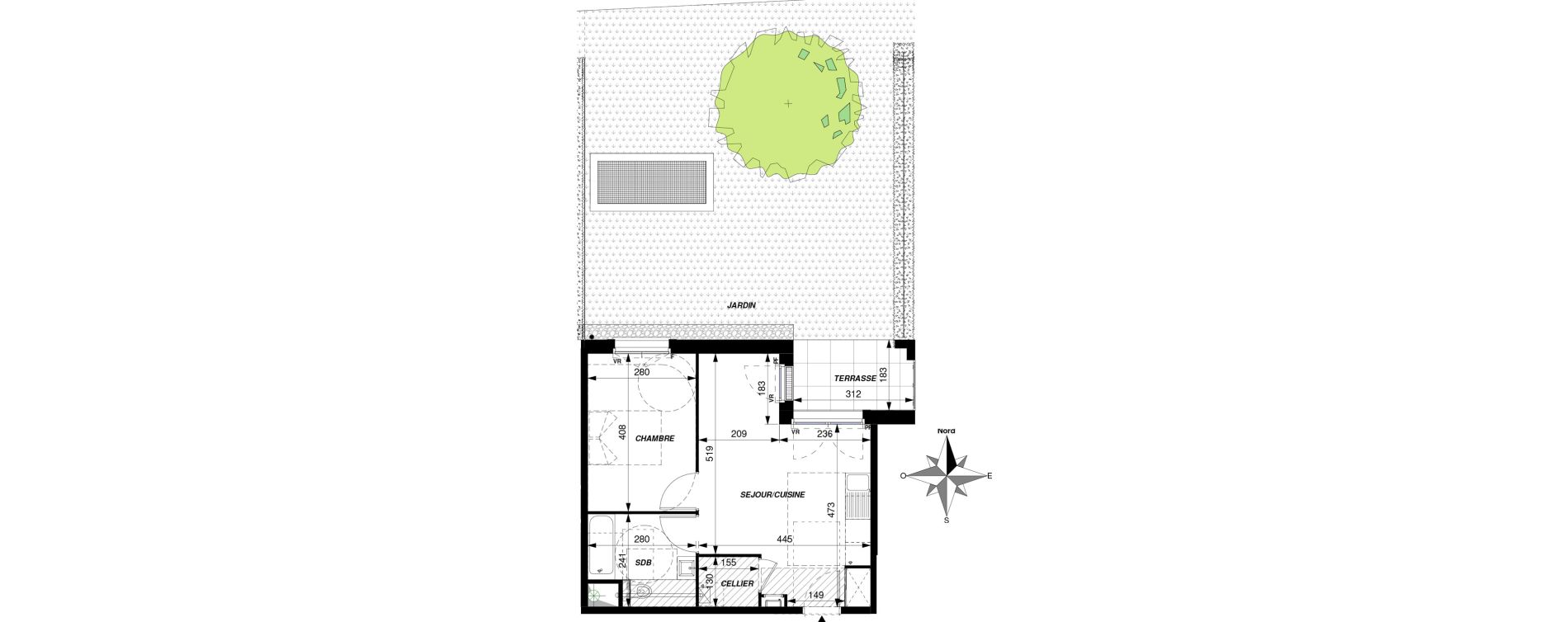 Appartement T2 de 41,80 m2 &agrave; Saint-Cyr-Sur-Loire Centre