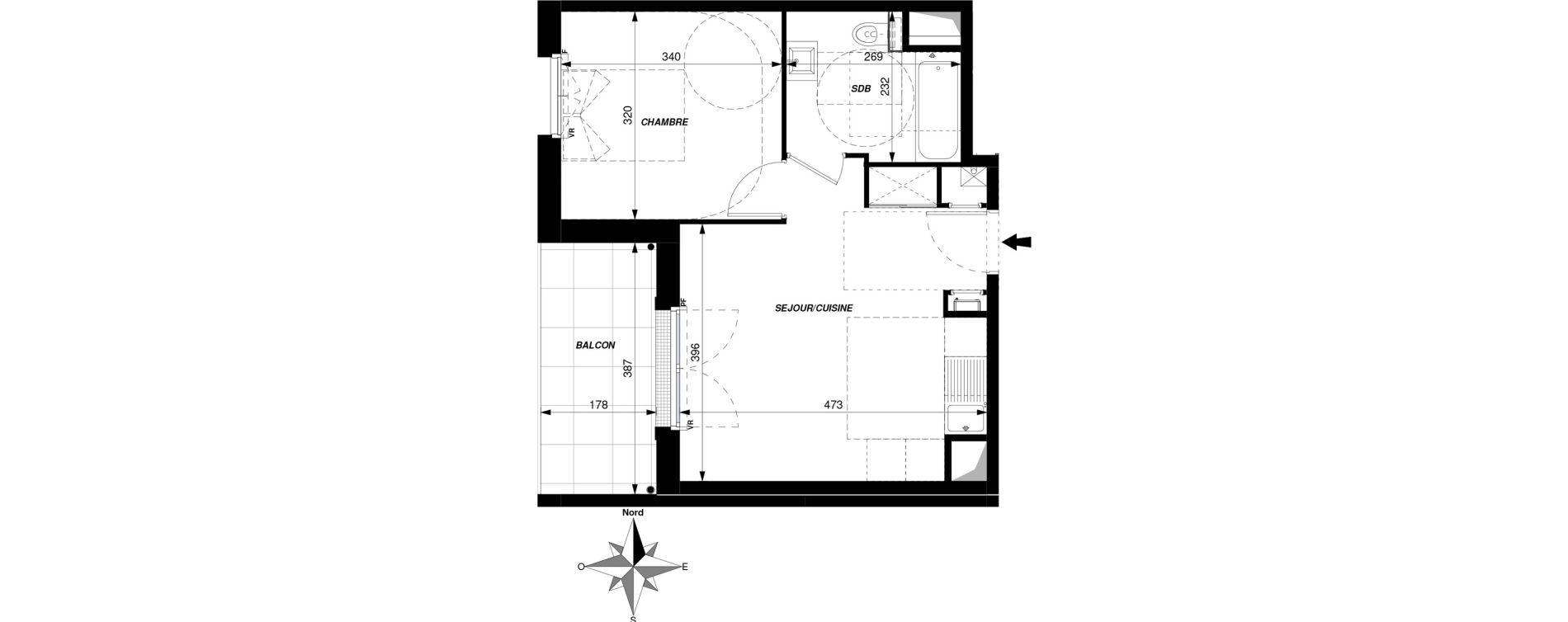 Appartement T2 de 37,00 m2 &agrave; Saint-Cyr-Sur-Loire Centre