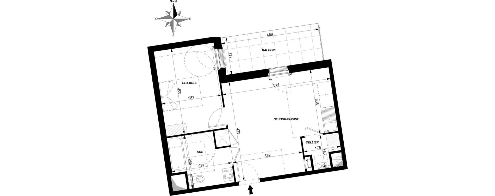 Appartement T2 de 41,60 m2 &agrave; Saint-Cyr-Sur-Loire Centre