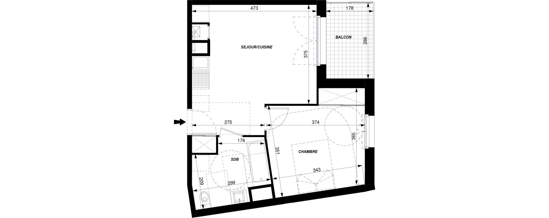 Appartement T2 de 40,40 m2 &agrave; Saint-Cyr-Sur-Loire Centre