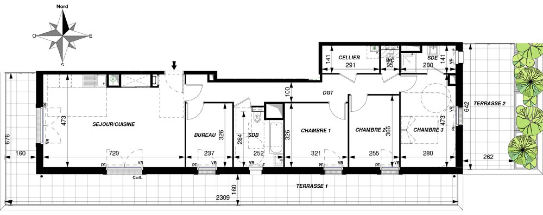 Appartement T5 de 101,60 m2 &agrave; Saint-Cyr-Sur-Loire Centre