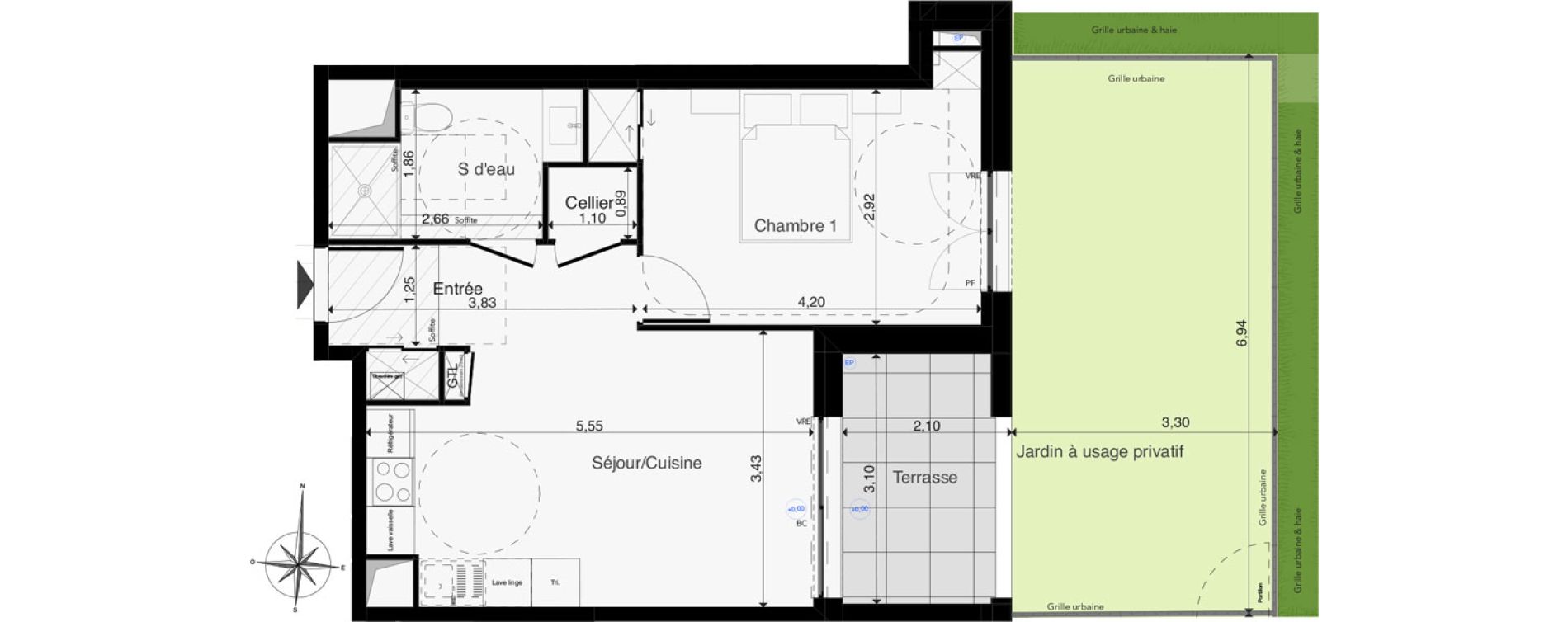 Appartement T2 de 41,35 m2 &agrave; Saint-Cyr-Sur-Loire Centre