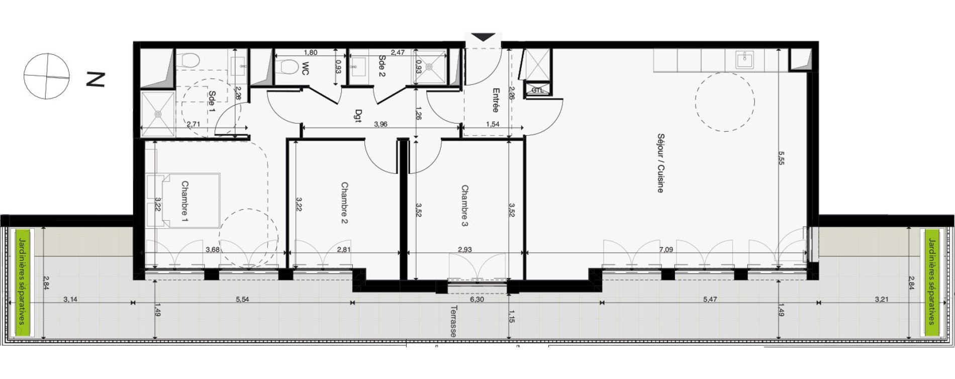 Appartement T4 de 89,49 m2 &agrave; Saint-Cyr-Sur-Loire Centre