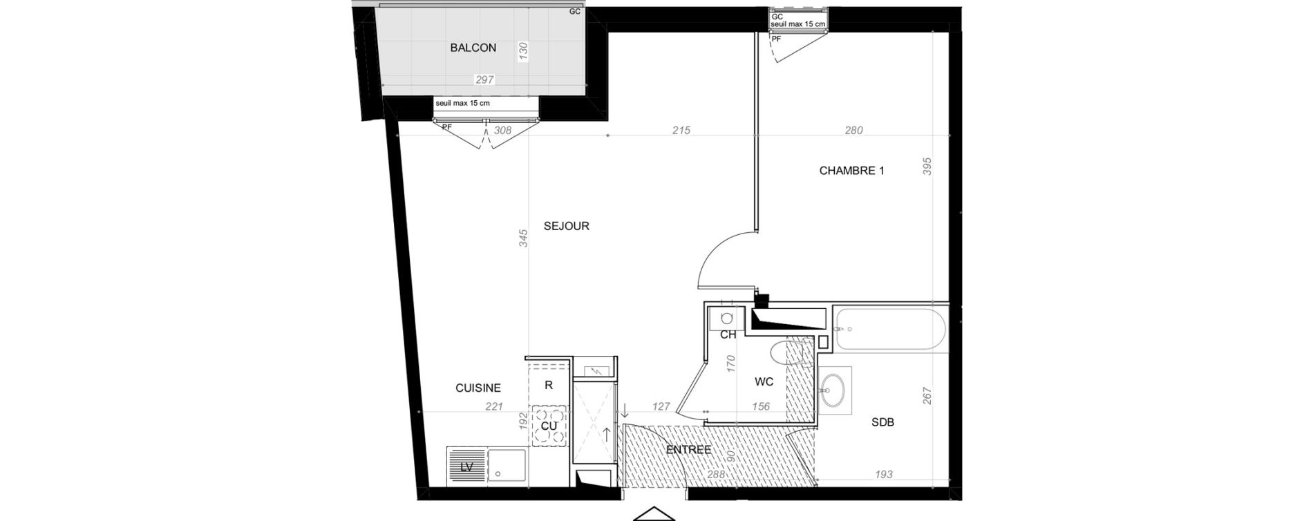Appartement T2 de 46,68 m2 &agrave; Saint-Cyr-Sur-Loire De gaulle - m&eacute;nardi&egrave;re