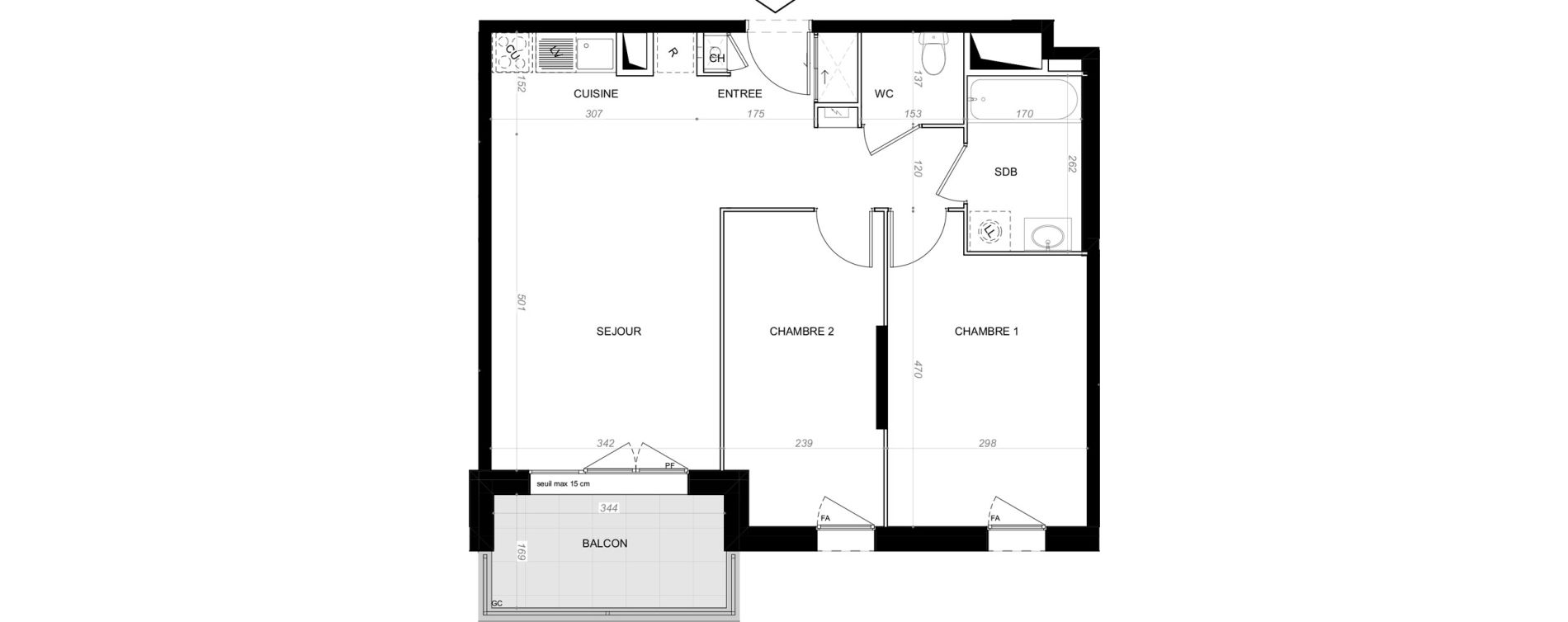 Appartement T3 de 58,96 m2 &agrave; Saint-Cyr-Sur-Loire De gaulle - m&eacute;nardi&egrave;re