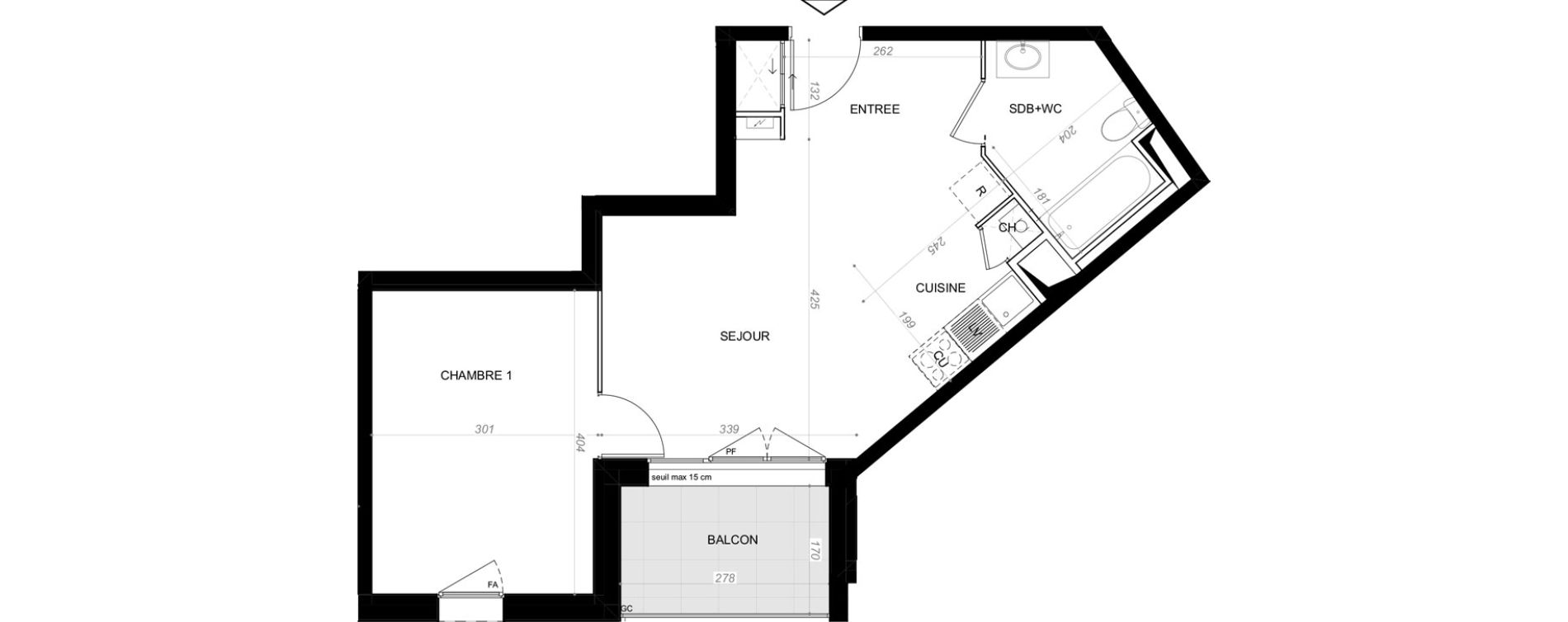 Appartement T2 de 40,45 m2 &agrave; Saint-Cyr-Sur-Loire De gaulle - m&eacute;nardi&egrave;re
