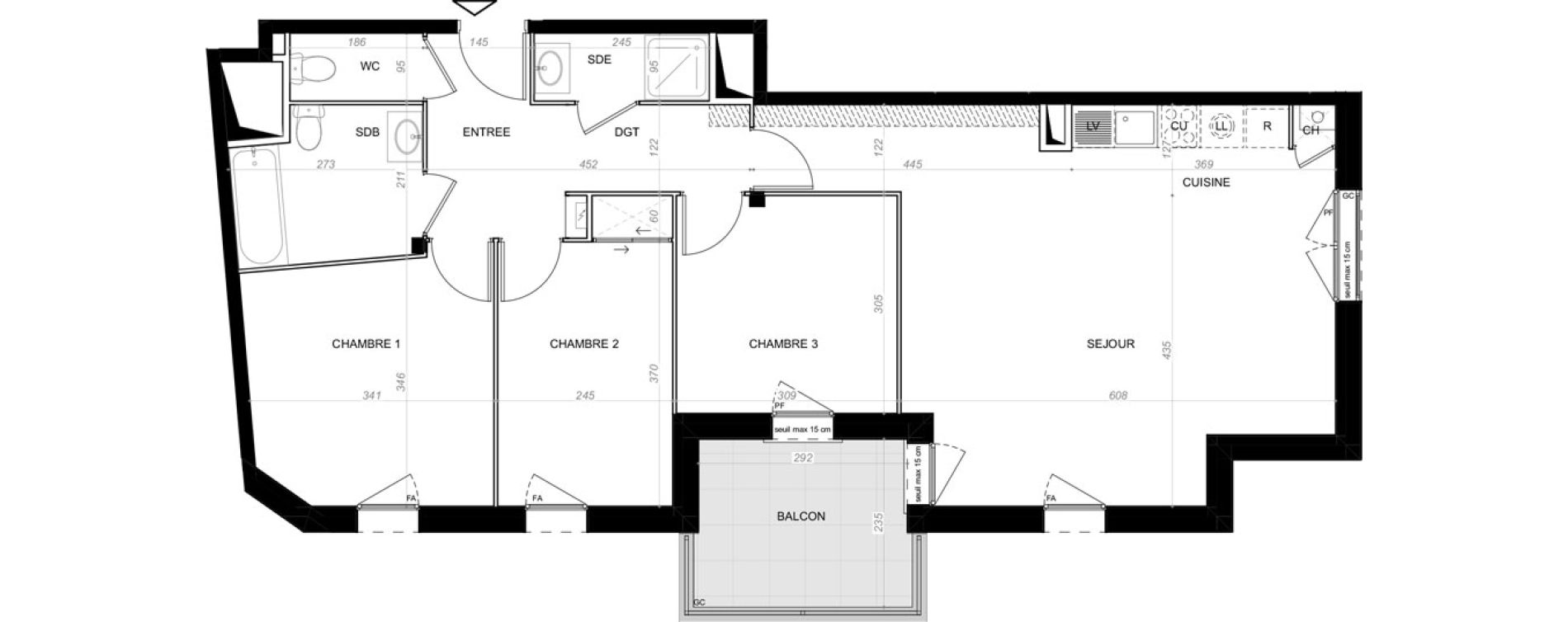 Appartement T4 de 82,50 m2 &agrave; Saint-Cyr-Sur-Loire De gaulle - m&eacute;nardi&egrave;re