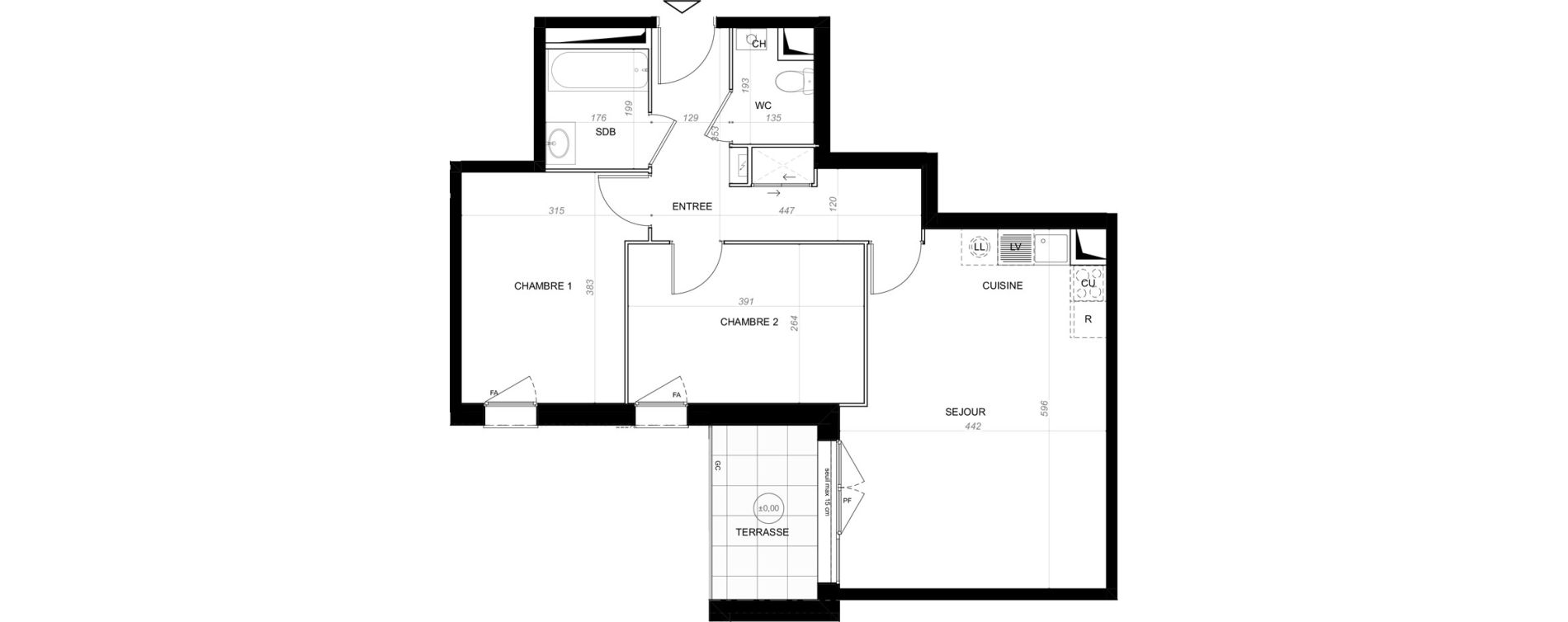 Appartement T3 de 59,81 m2 &agrave; Saint-Cyr-Sur-Loire De gaulle - m&eacute;nardi&egrave;re