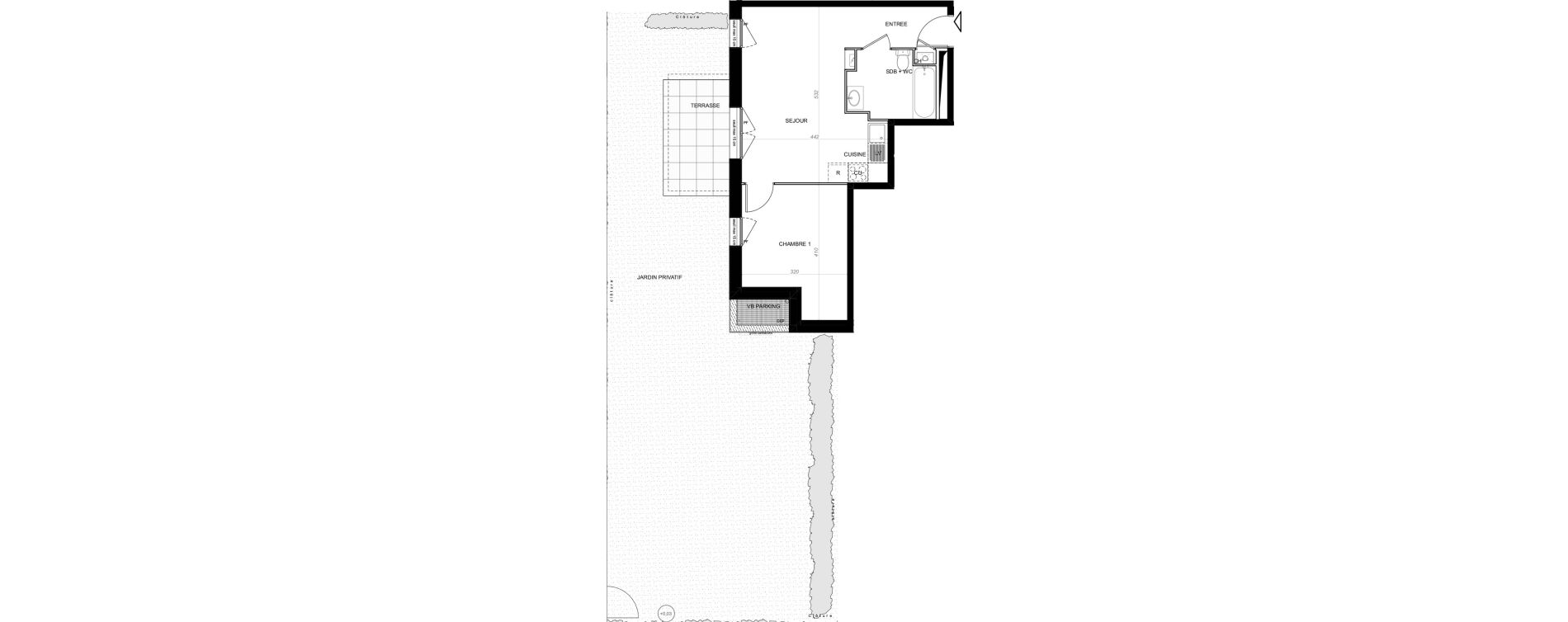 Appartement T2 de 39,67 m2 &agrave; Saint-Cyr-Sur-Loire De gaulle - m&eacute;nardi&egrave;re