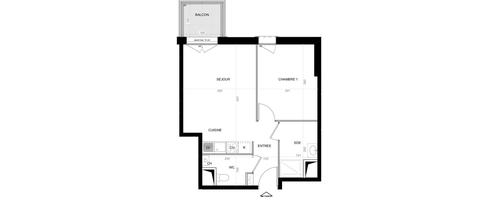 Appartement T2 de 41,64 m2 &agrave; Saint-Cyr-Sur-Loire De gaulle - m&eacute;nardi&egrave;re