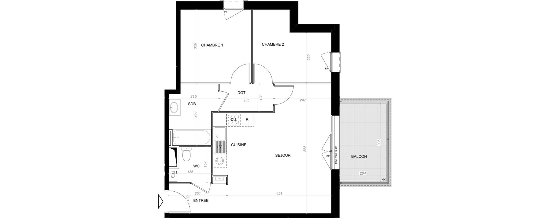 Appartement T3 de 57,35 m2 &agrave; Saint-Cyr-Sur-Loire De gaulle - m&eacute;nardi&egrave;re