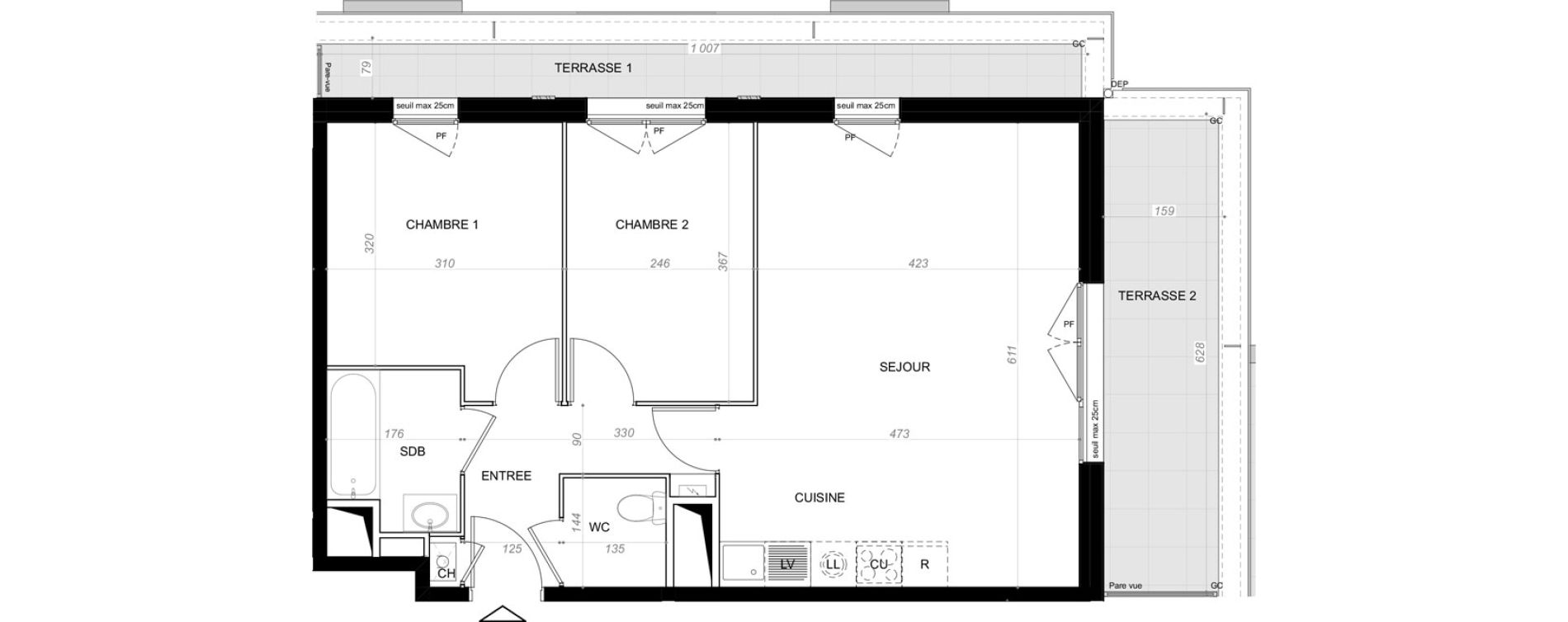 Appartement T3 de 57,15 m2 &agrave; Saint-Cyr-Sur-Loire De gaulle - m&eacute;nardi&egrave;re