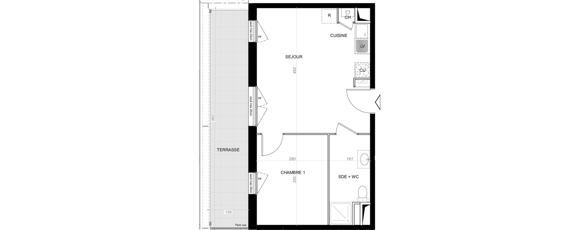 Appartement T2 de 36,32 m2 &agrave; Saint-Cyr-Sur-Loire De gaulle - m&eacute;nardi&egrave;re