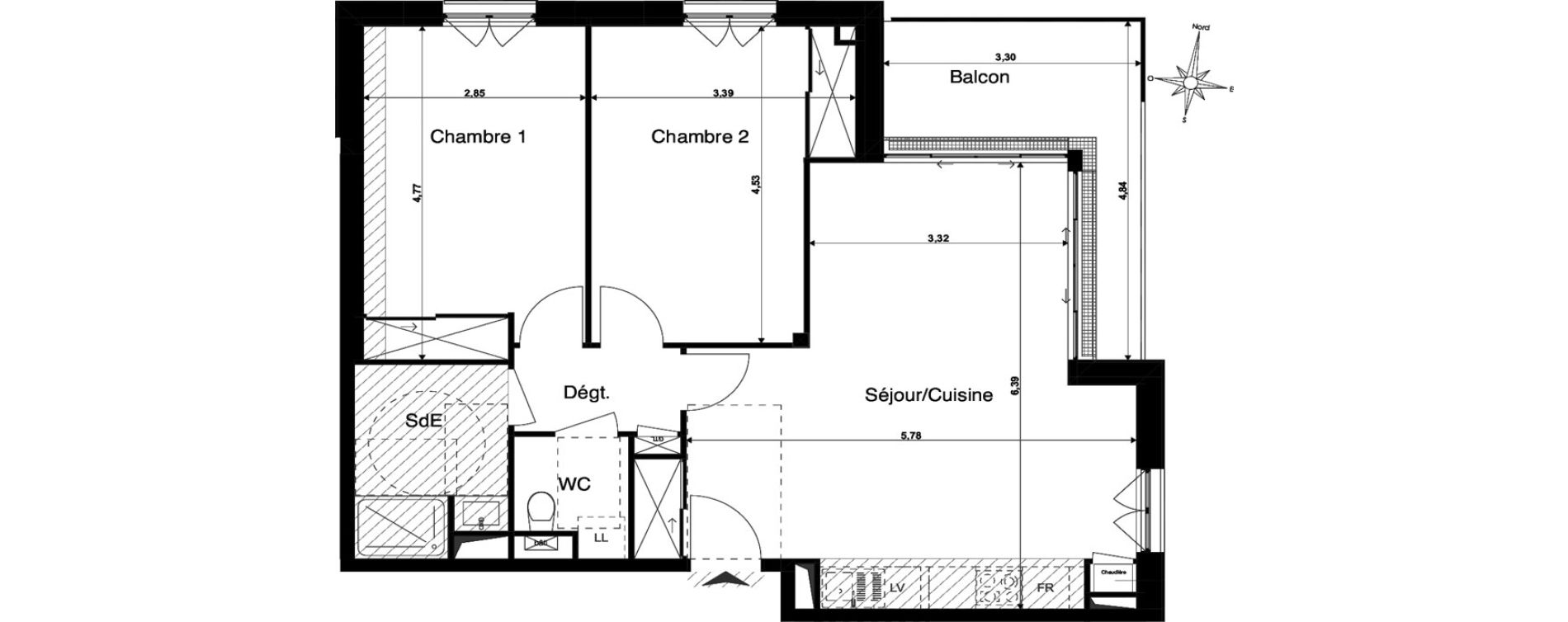 Appartement T3 de 66,00 m2 &agrave; Saint-Cyr-Sur-Loire Centre
