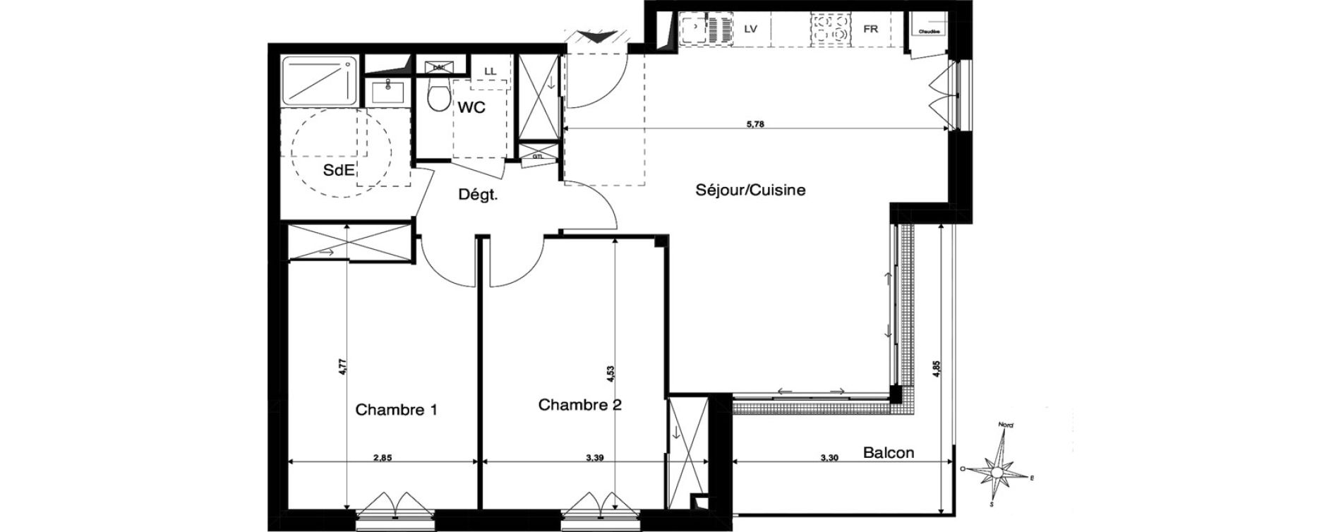 Appartement T3 de 66,02 m2 &agrave; Saint-Cyr-Sur-Loire Centre