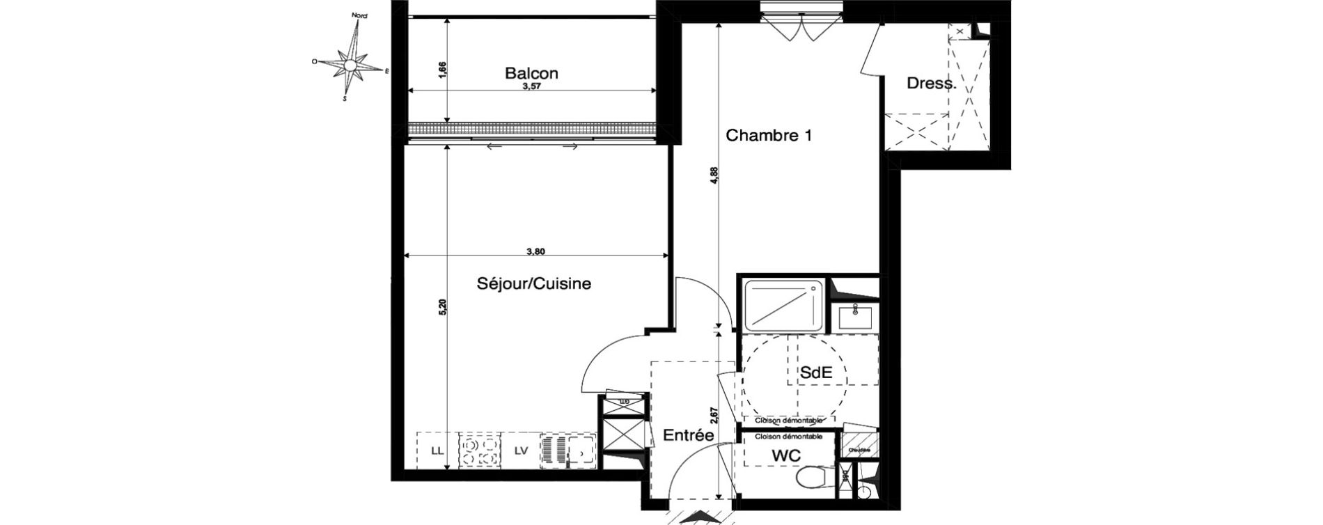 Appartement T2 de 43,25 m2 &agrave; Saint-Cyr-Sur-Loire Centre