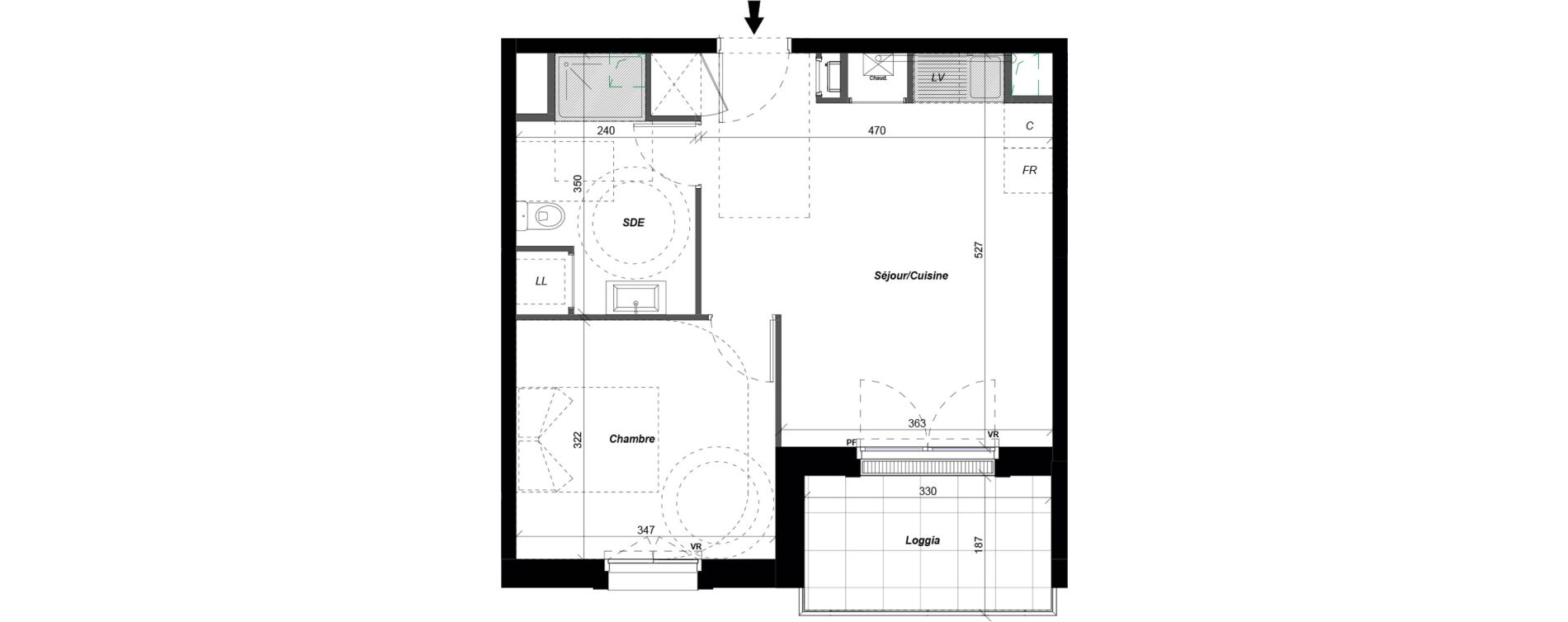 Appartement T2 de 41,04 m2 &agrave; Saint-Cyr-Sur-Loire De gaulle - m&eacute;nardi&egrave;re