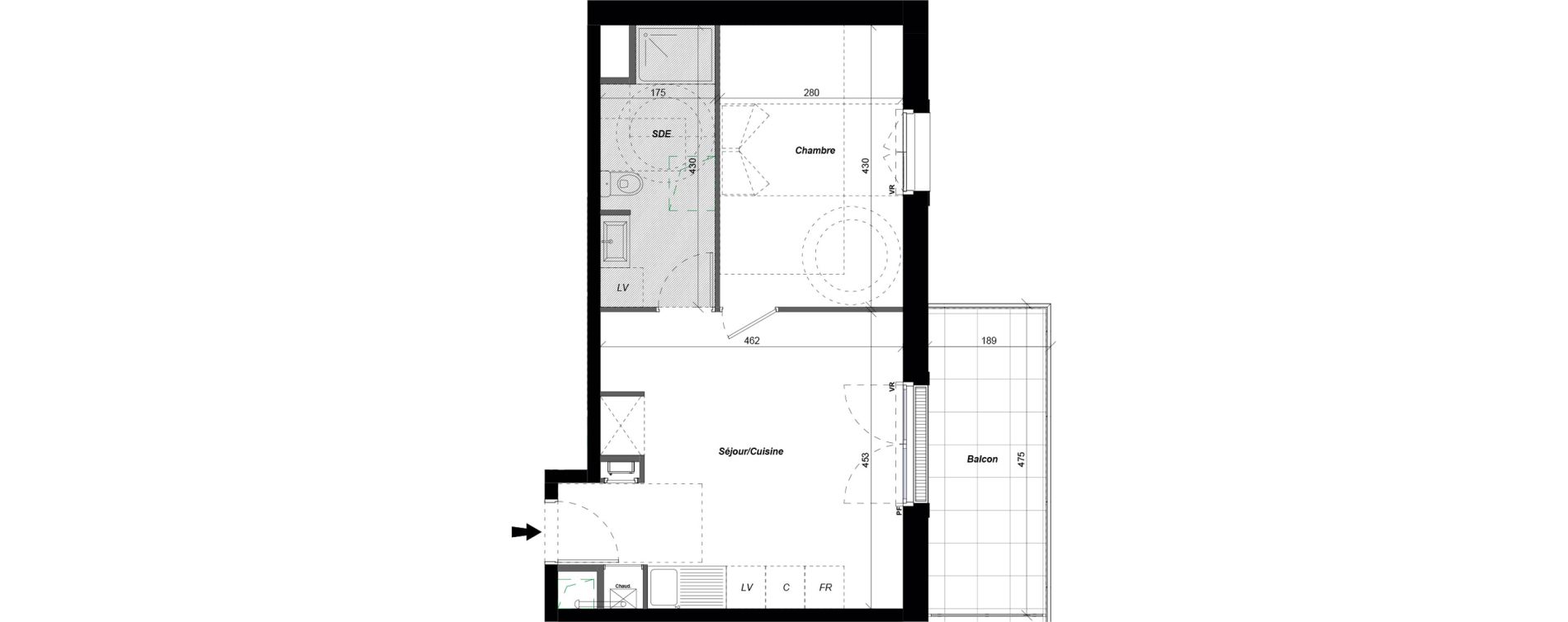 Appartement T2 de 40,38 m2 &agrave; Saint-Cyr-Sur-Loire De gaulle - m&eacute;nardi&egrave;re